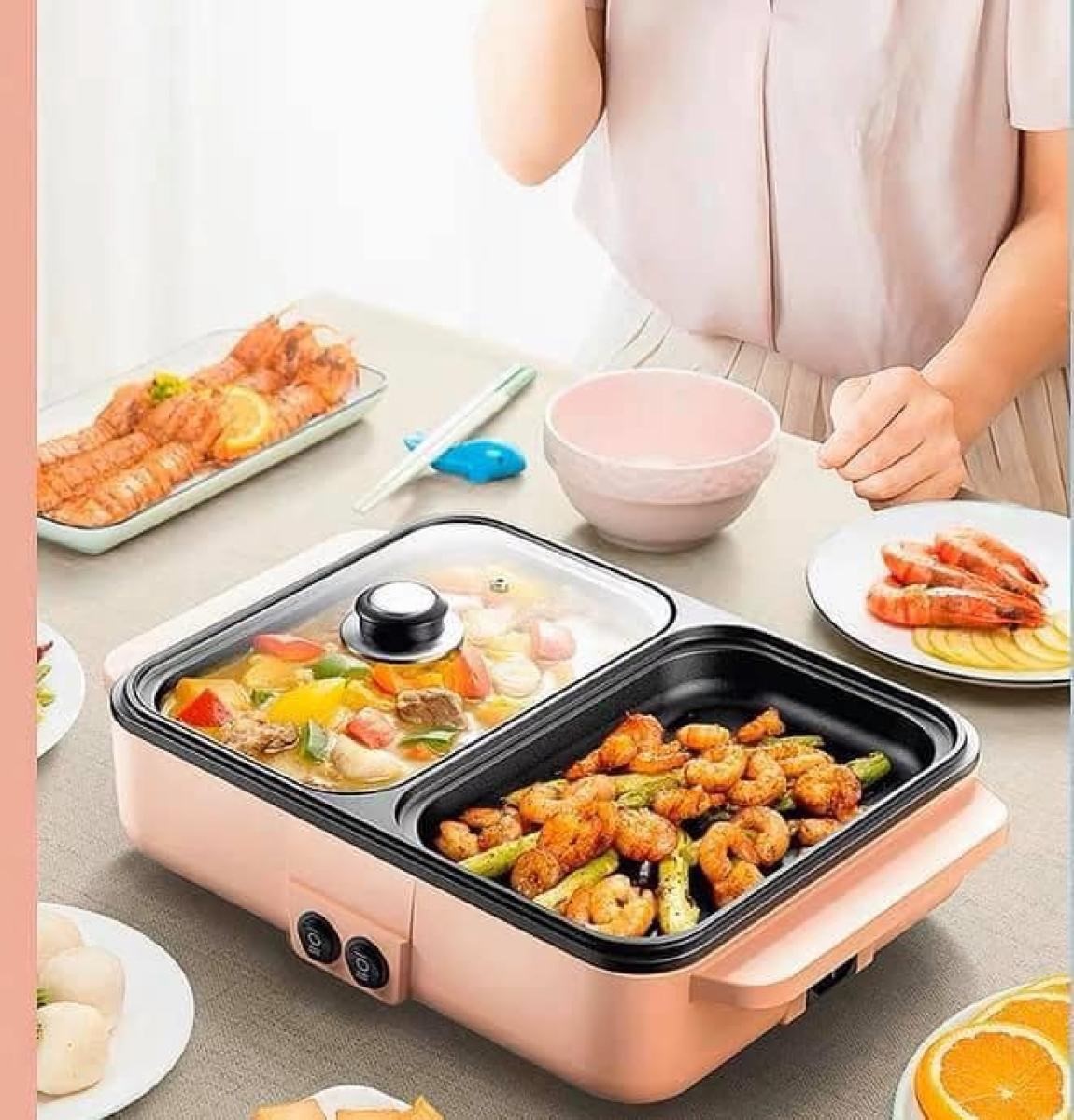 [HCM][ĐA NĂNG] NỒI LẨU ĐIỆN ĐA NĂNG 2 NGĂN TIỆN LỢI CHUẨN HÀNG XUẤT NHẬT - NỒI LẨU CHỐNG DÍNH CAO CẤP CÓ THỂ VỪA NƯỚNG VỪA NẤU LẨU TIỆN LỢI - AN TOÀN KHI SỪ DỤNG"