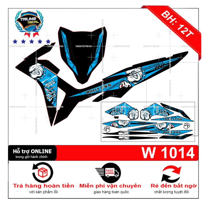 Tem rời xe wave RSX 2013 bull dog xanh đen