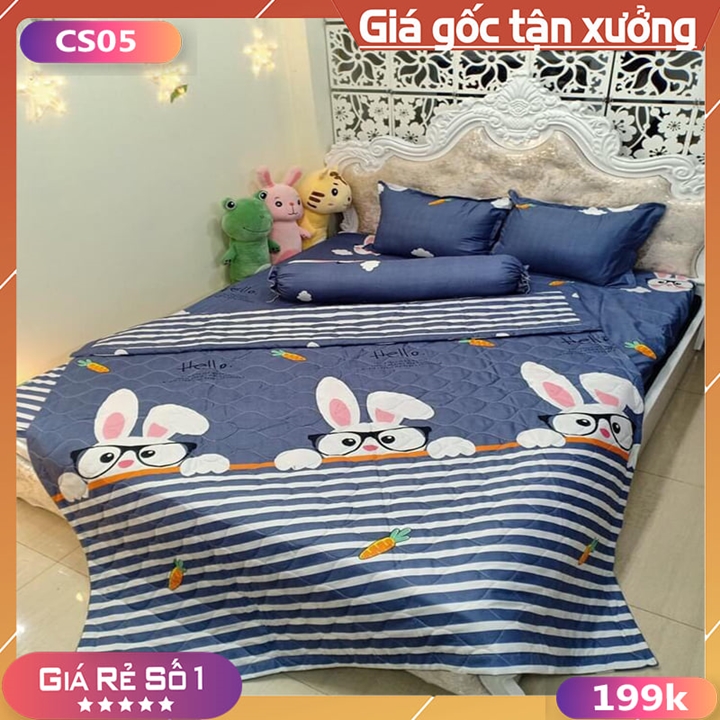 Bộ Chăn Ga Poly Cotton 5 Món