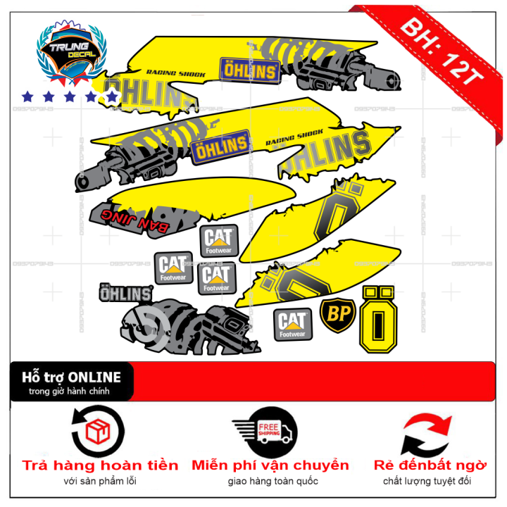 Tem rời xe Click 110 ohlins dán xe đen
