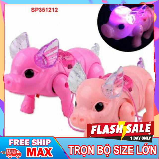 ( FREE SHIP - MUA 1 TẶNG 1 ) Đồ chơi chú HEO ( Lợn) biết đi có dây dắt ( chạy pin )