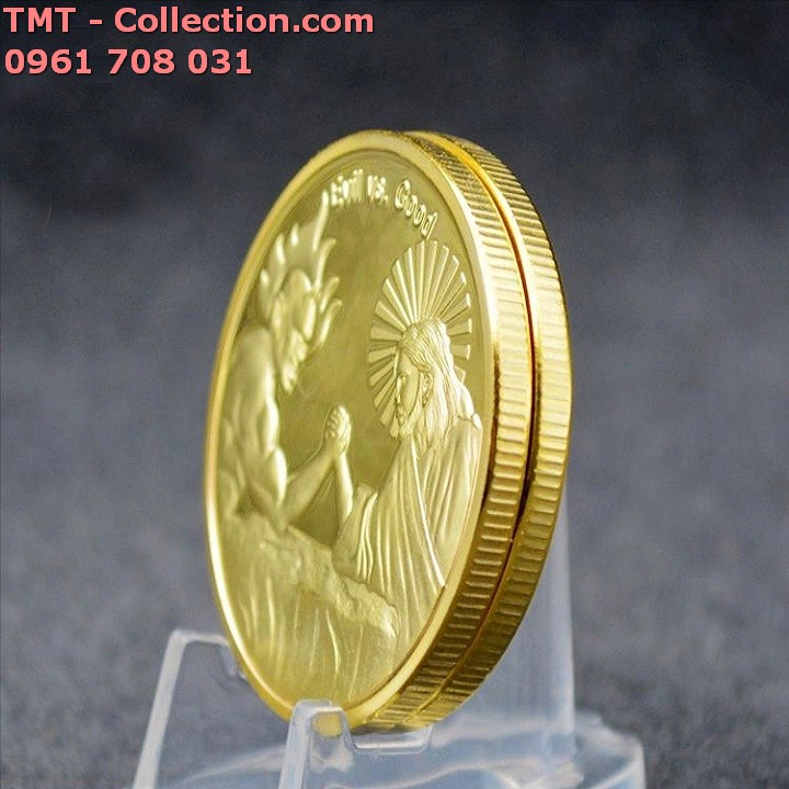 [HCM]Xu Thiện Và Ác đường kính của xu là 4cm màu niken mạ màu vàng - SP000029