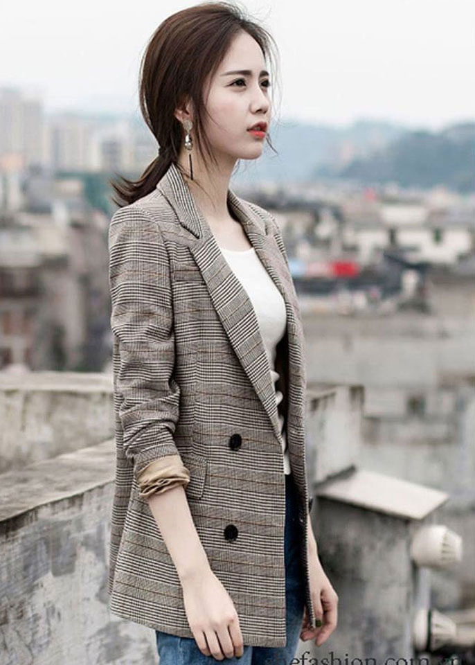 Áo khoác  kẻ công sở nữ