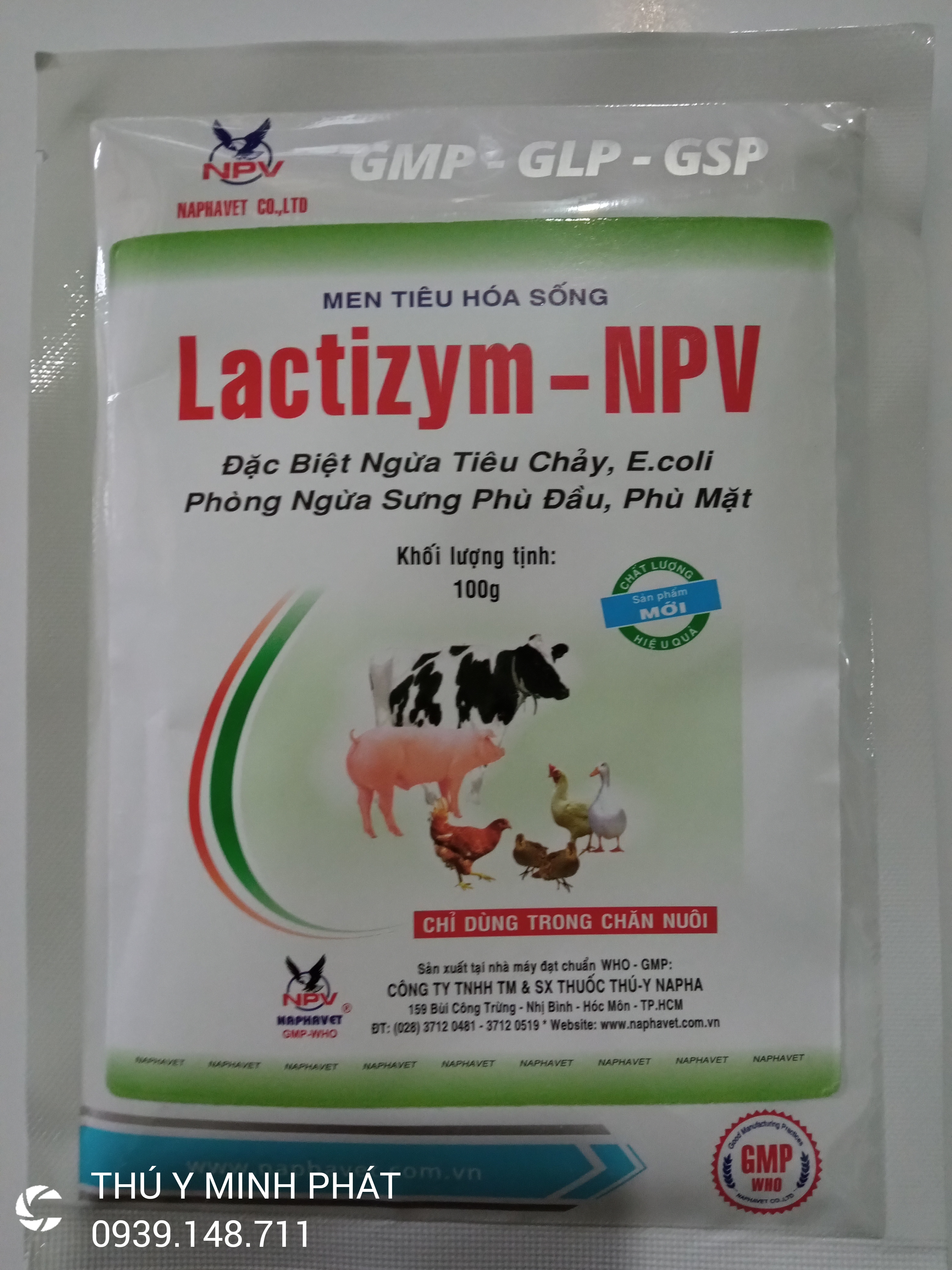 Lactizym Men tiêu hóa sống gói 100g ecoli sưng phù đầu phù mặt tiêu chảy