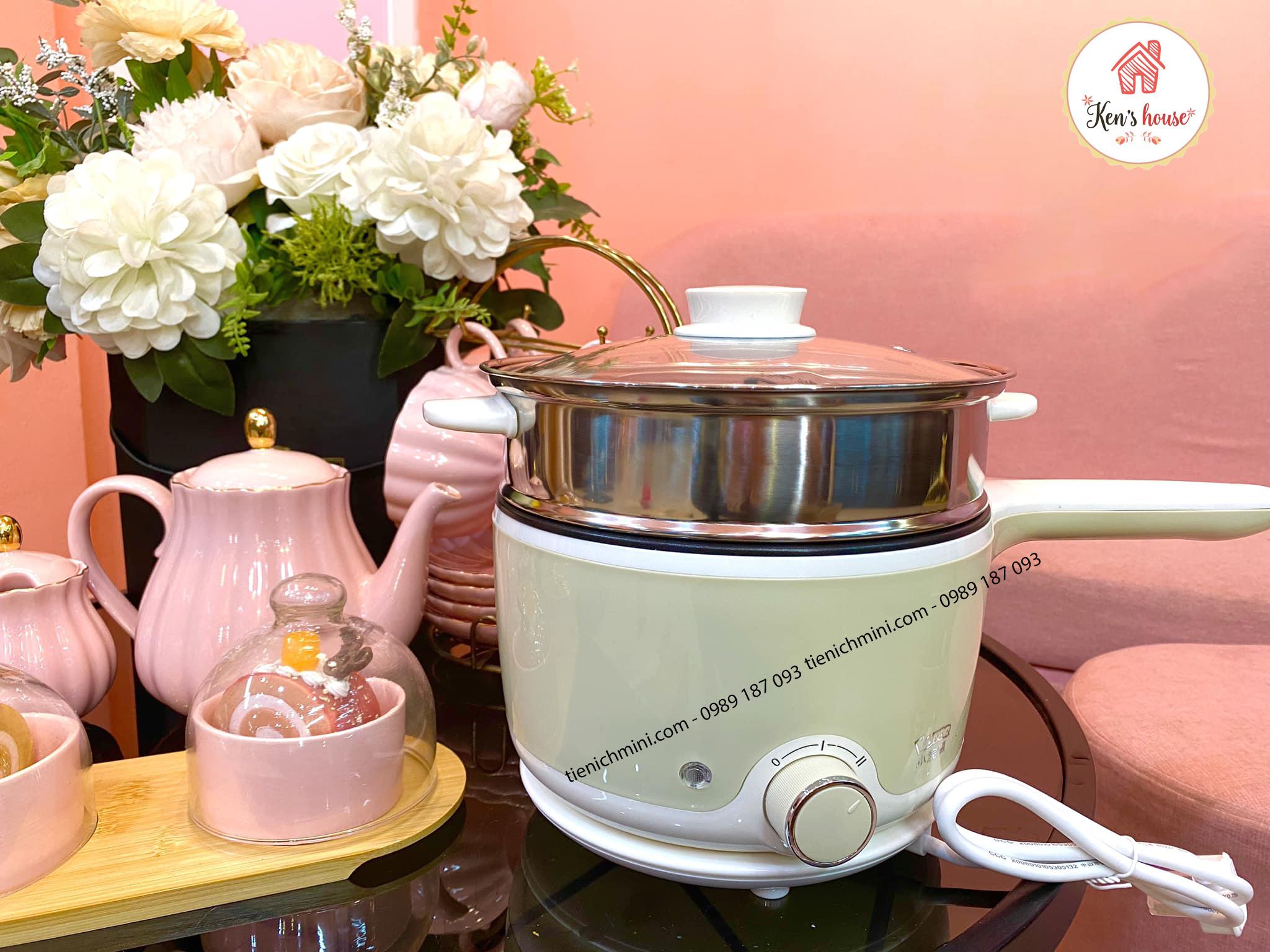 [CÓ CHỐNG DÍNH] Chảo Điện Đa Năng LOTOR 1.5L Có Xửng Hấp
