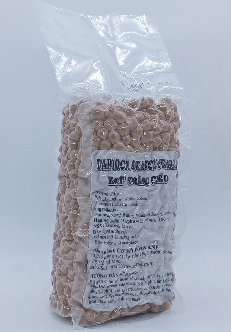 Trân châu hạt to sạch Hoàn Anh đen caramel, trắng, hoàng kim (1kg)