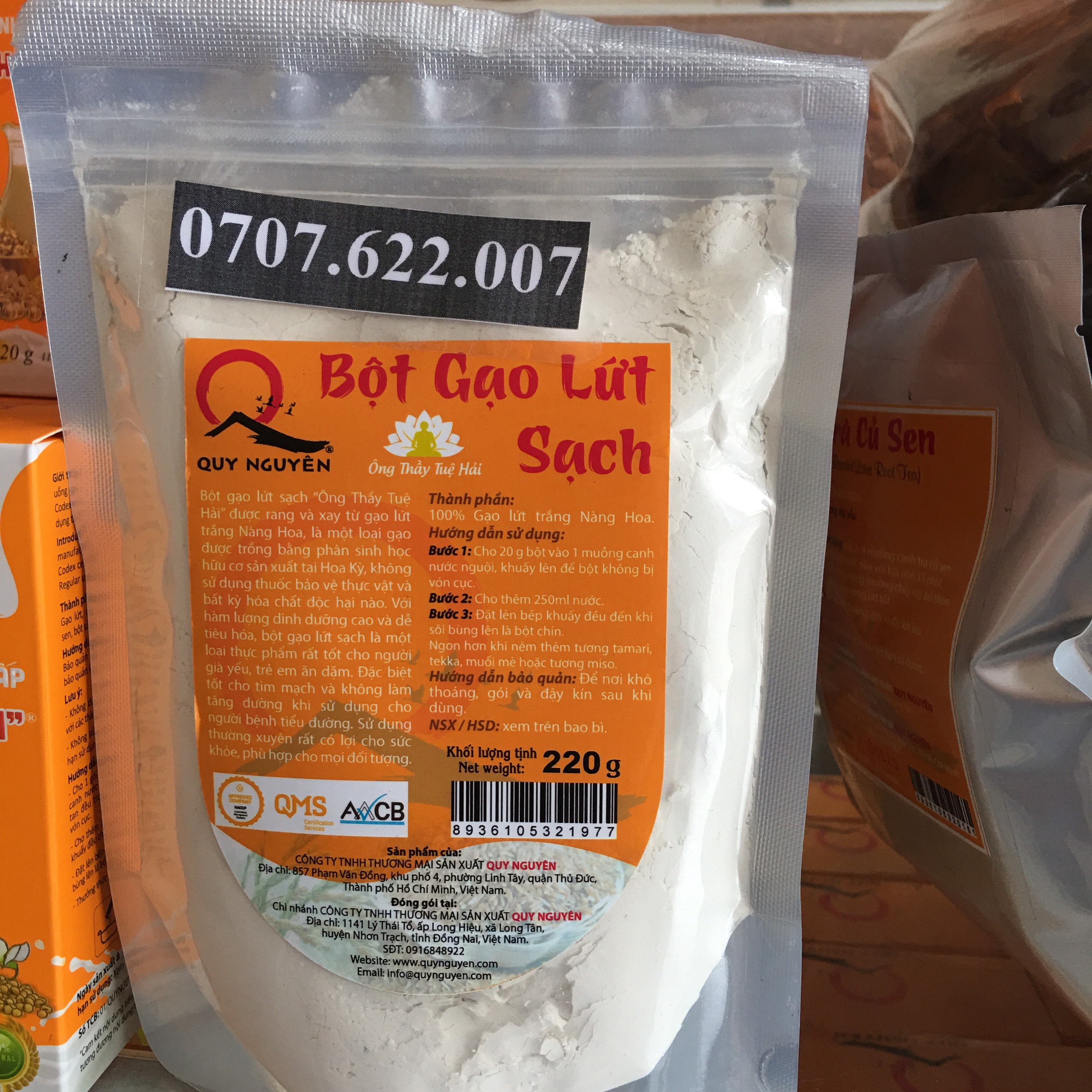 Bột gạo lứt trắng Quy Nguyên 220g