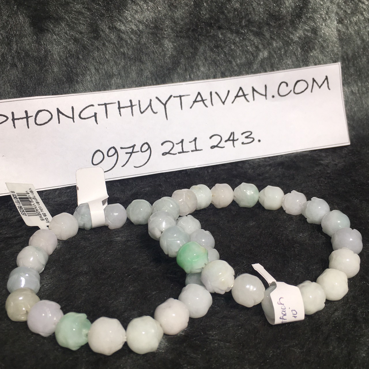 Vòng tay đá cẩm thạch hoa sen 10mm