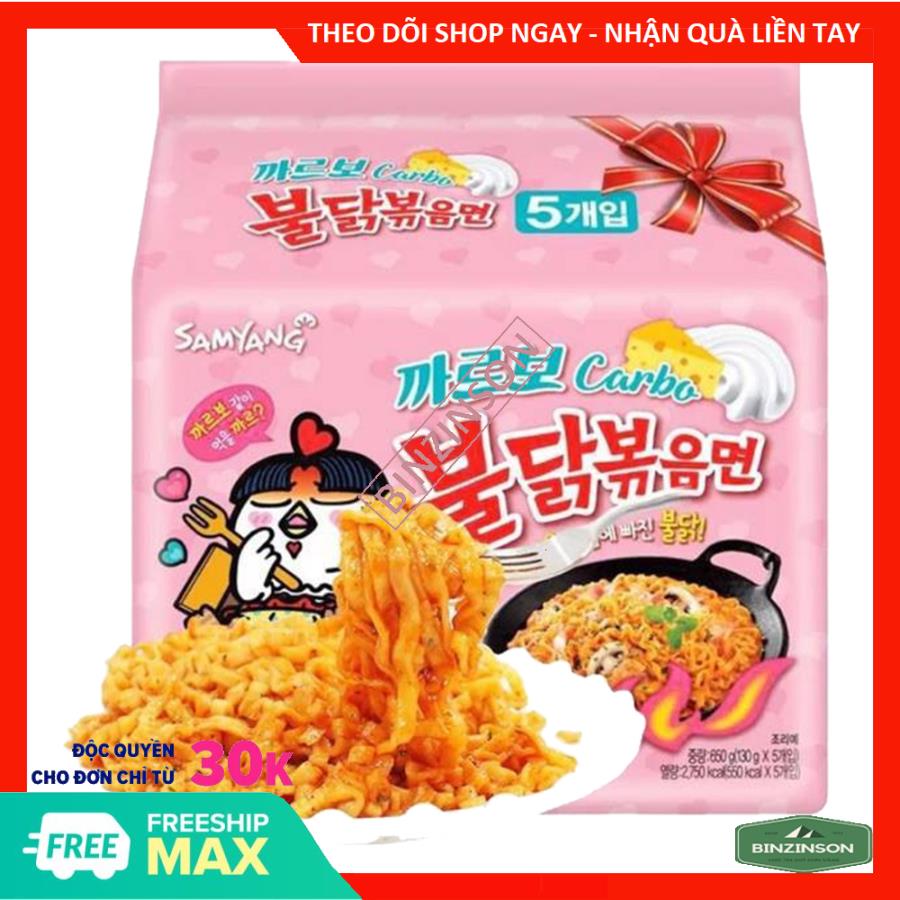 [HCM]Mì Cay Samyang Carbo Sốt Kem Phomai Hồng [ COMBO 10 GÓI ] Hàn Quốc Loại Ngon - BINZINSON