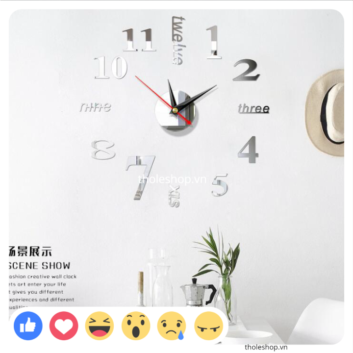 Đồng hồ gia đình - Đồng hồ dán tường nhựa tráng gương - Đồng hồ dán tường trang trí nhà cửa nhiều màu