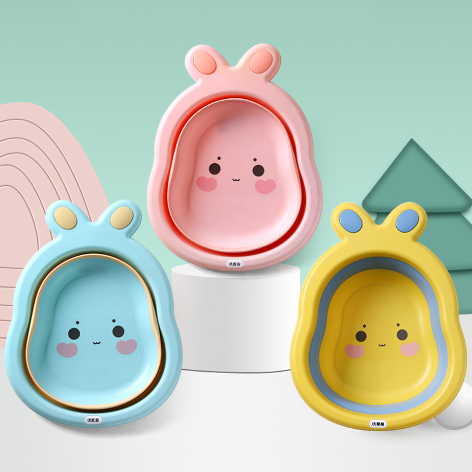 Chậu rửa mặt cho bé gấp gọn tiện lợi hình thỏ đáng yêu (kích thước 28x23x10cm)