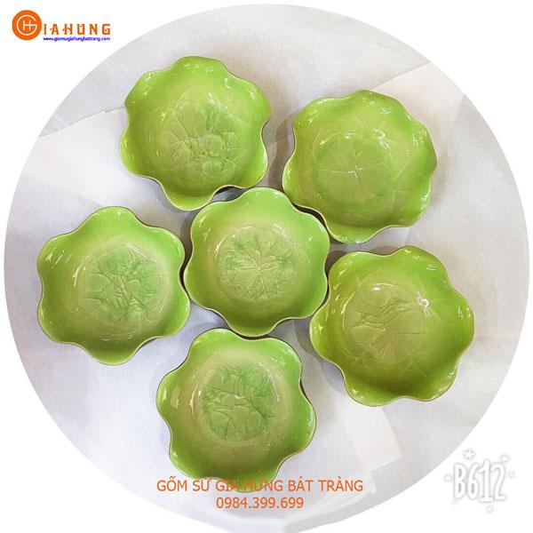 Bộ 6 bát sen phi 12 gốm sứ bát tràng