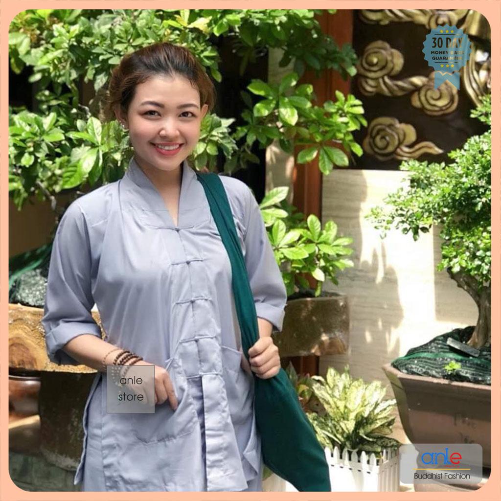 Đồ lam đi chùa Bộ La Hán Nam Nữ, Bộ đồ đi chùa Vải Kate Cotton Thoáng mát Kín đáo, Đồ bộ đi chùa Mẫu La Hán tay dài có túi hai bên phù hợp cho các Phật tử trong chùa - BLHN2AN (Nhiều màu) - Anle Store