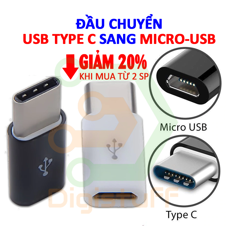 Đầu chuyển USB Type C dương sang Micro USB âm