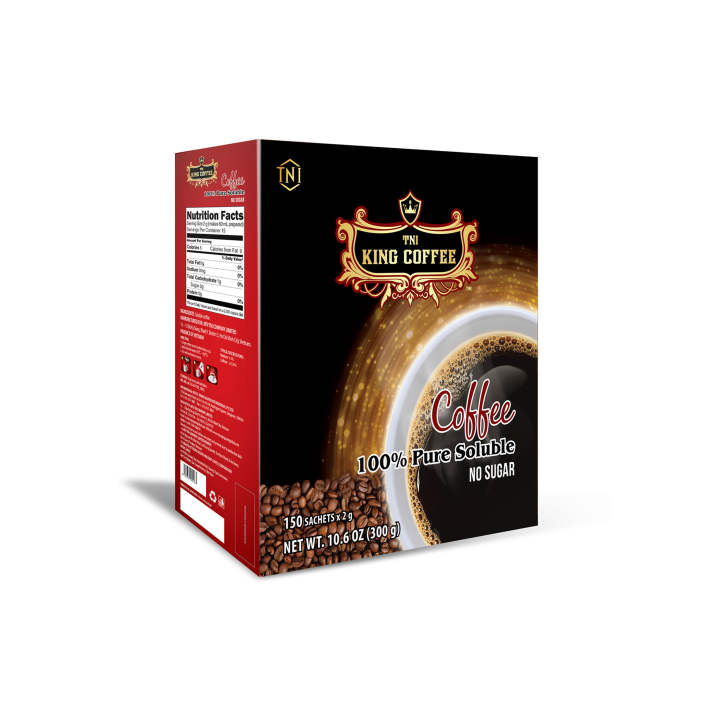Cafe Zone 47 Cà Phê Hòa Tan 100% Đen Thuần Khiết KING COFFEE – Hộp 150 gói x 2g – Không Đường – Từ hạt cà phê Arabica & Robusta chọn lọc