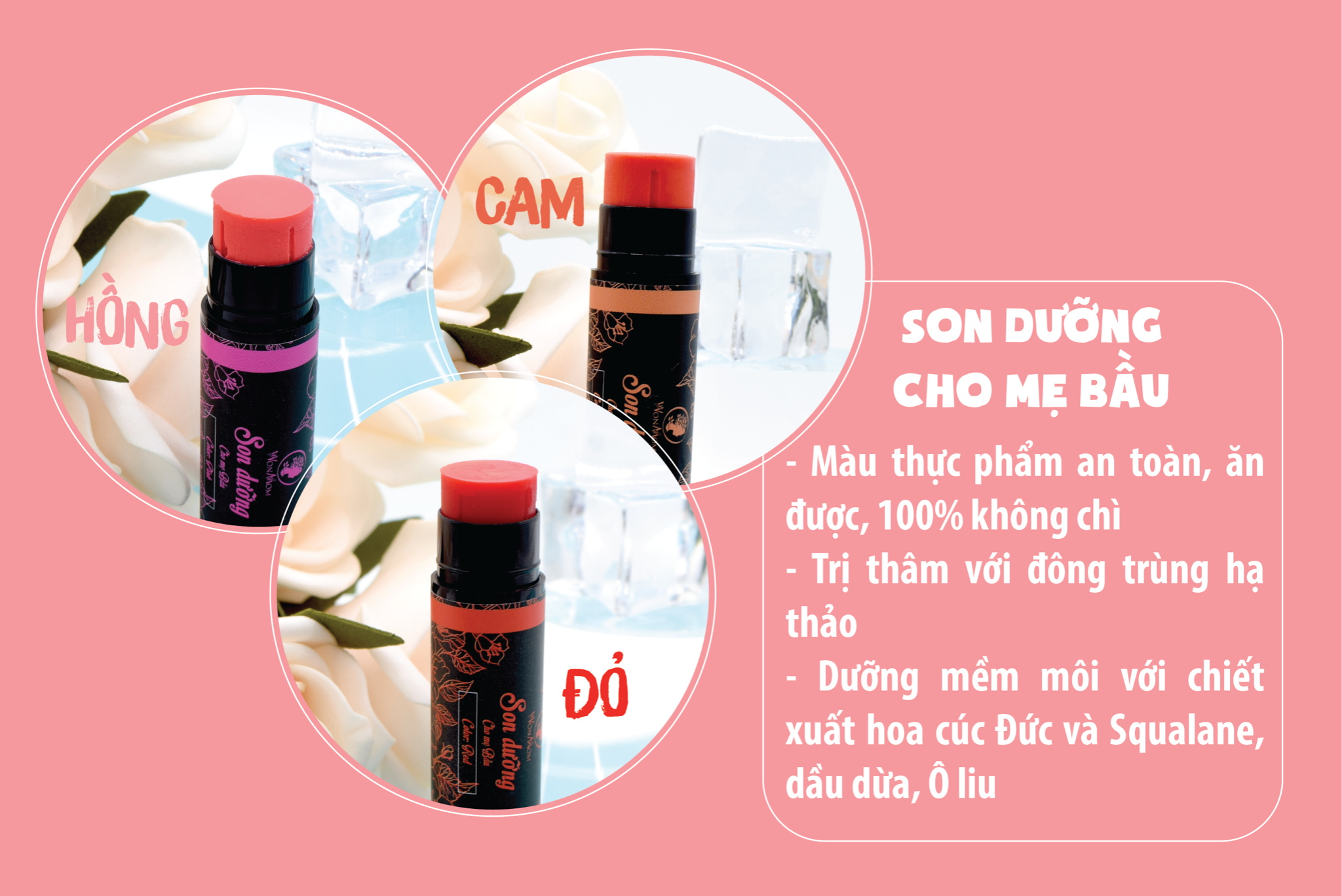 Son dưỡng môi Wonmom cho mẹ bầu ( Thỏi 5g)