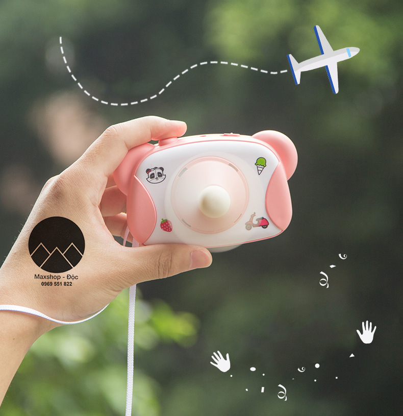 Quạt mini cầm tay tích điện hình máy ảnh siêu mát siêu bền