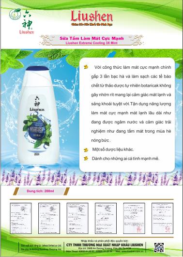 Sữa Tắm LIUSHEN làm mát da tinh chất bạc hà thảo mộc