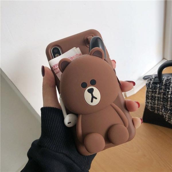 ỐP GẤU VÍ BROWN CHO IPHONE (Tặng dây đeo) 7/8
