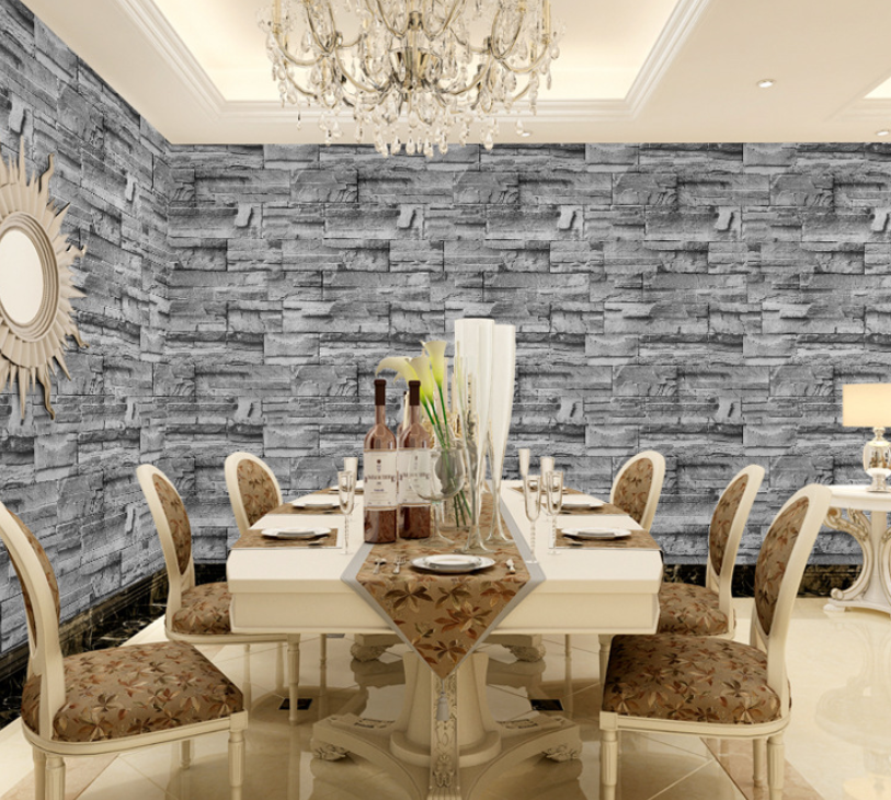Cuộn 5m x 0.45m decal giấy dán tường đá dăm xám keo sẵn bóc dán a006