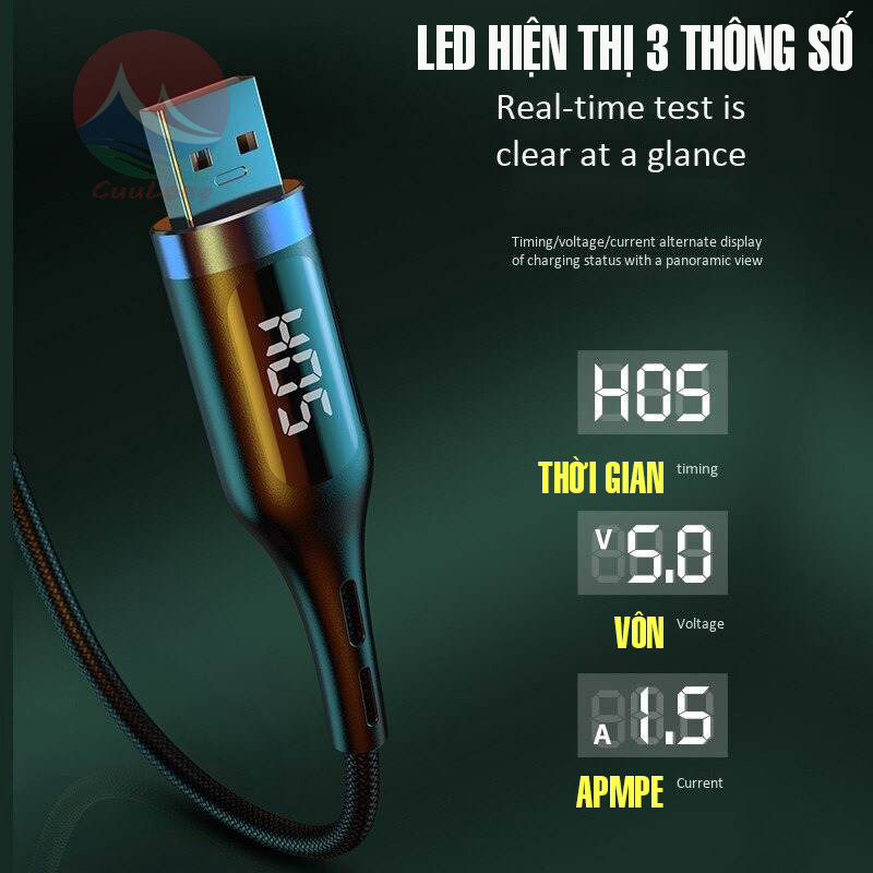 Cáp Sạc Tự Ngắt Hẹn Giờ 10h Thông Minh Chống Chai Pin Điện Thoại Màn Hình Led Điện Áp CuuLongstore