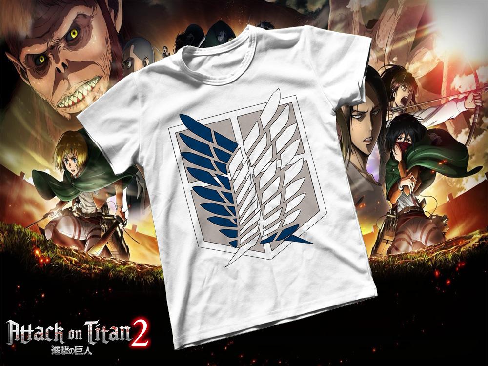 Áo thun Cotton Unisex - Anime - Attack on Titan - Biểu tượng cánh chim tự do