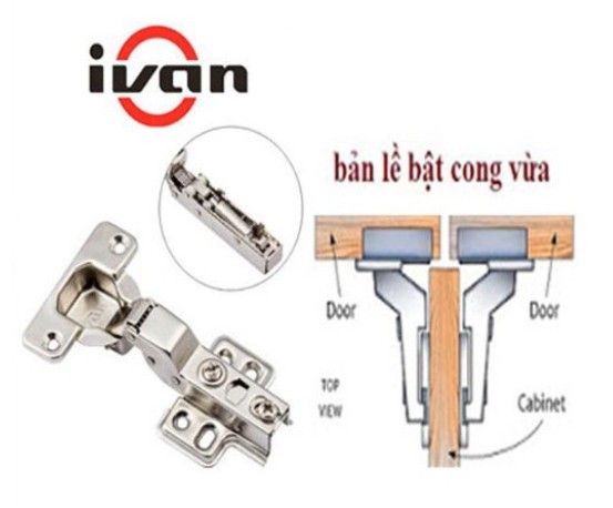 Bản lề bật hơi IVAN, giảm chấn, lắp nhanh dễ dàng (Cái)