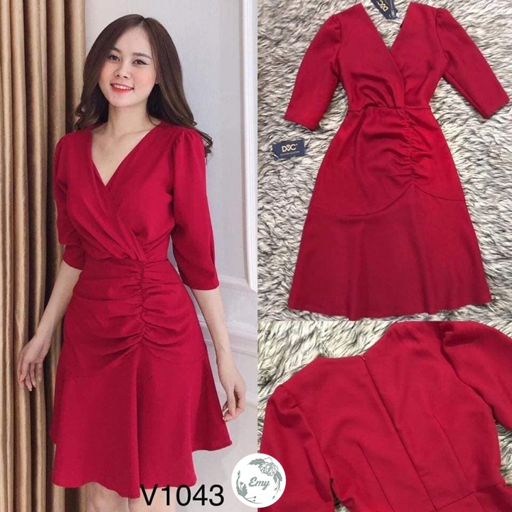 [HCM]ĐẦM ĐỎ CỔ V ĐỦ SIZE SMLXLXXL - V1043