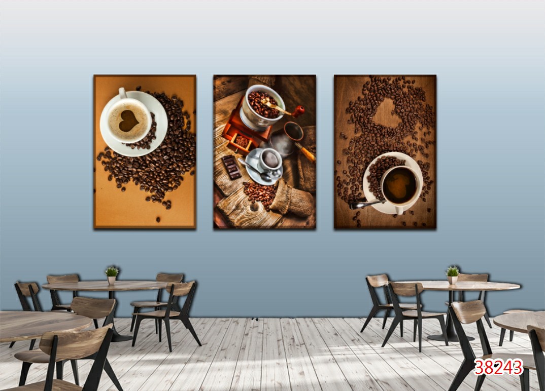 Tranh treo tường trang trí/Quán cà phê 3D/Gỗ MDF Hàn Quốc chống ẩm mốc, mối mọt 38243