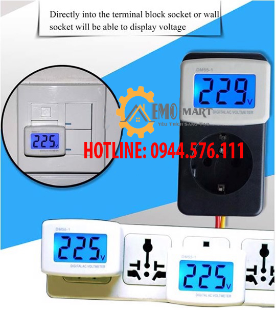 [FreeshipMAX] Đồng hồ đo điện áp cắm điện phát sáng cao cấp