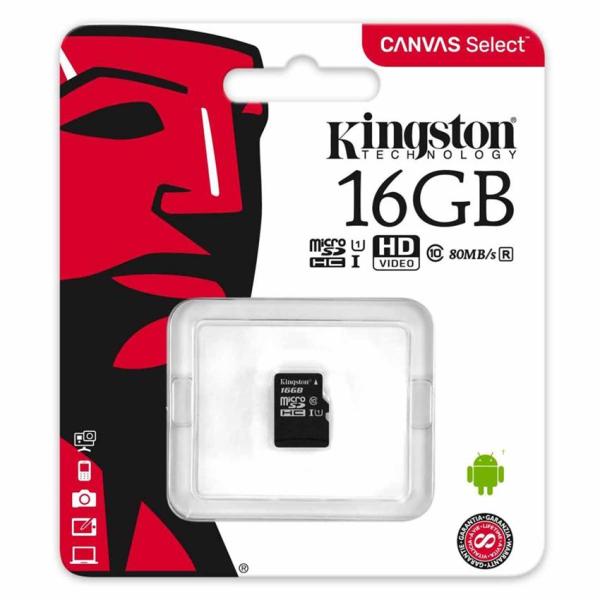 Thẻ Nhớ Kingston 16GB MicroSDHC Canvas Select 80R CL10 UHS-I Single Pack