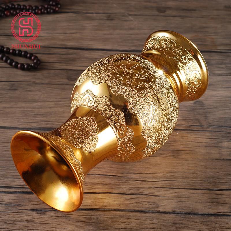 Bình bông thờ cúng sứ kim sa 10 cao 25cm