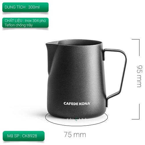 Ca đánh sữa inox 304 màu đen . Có vạch chia