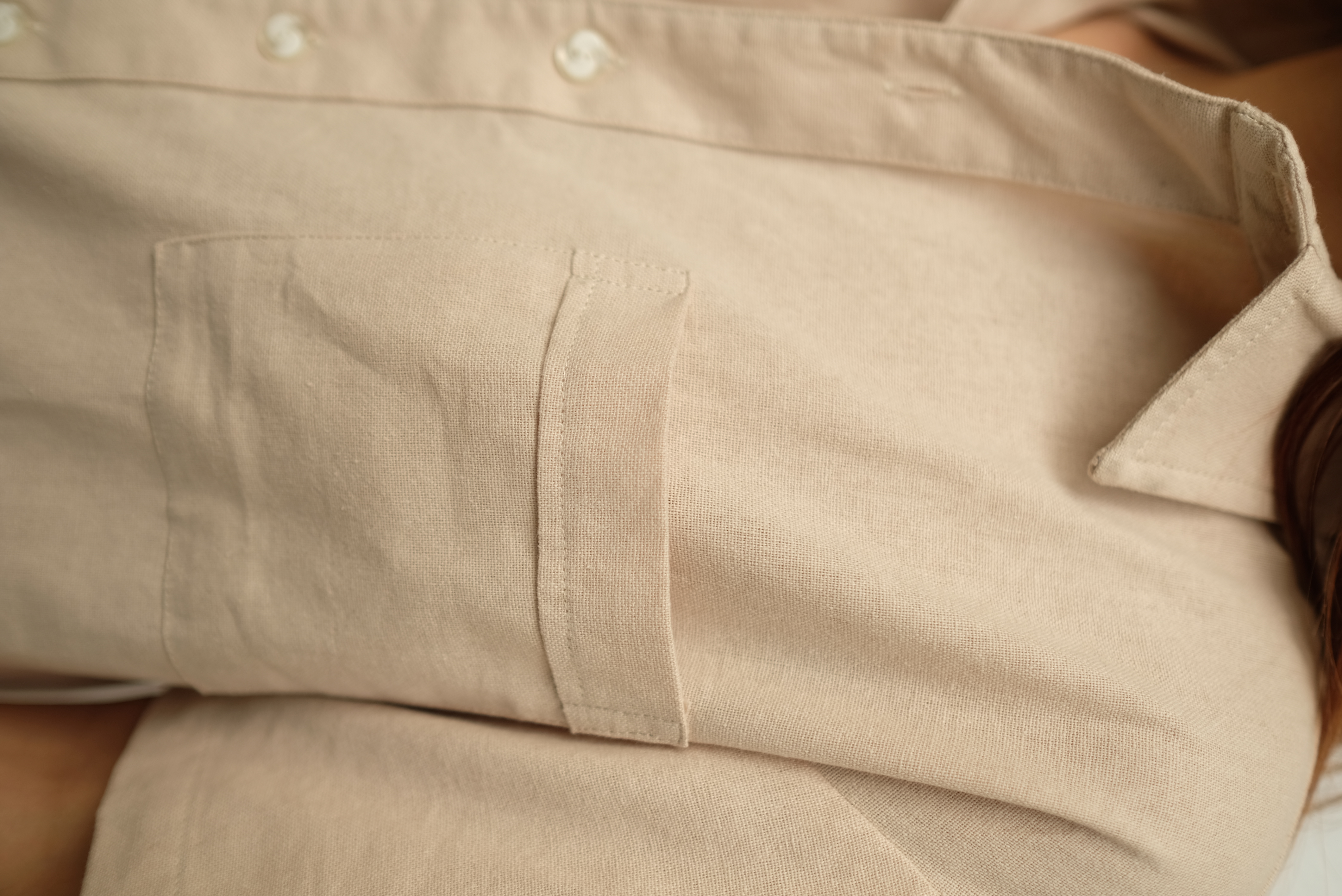 Pocket Beige Linen Shirt