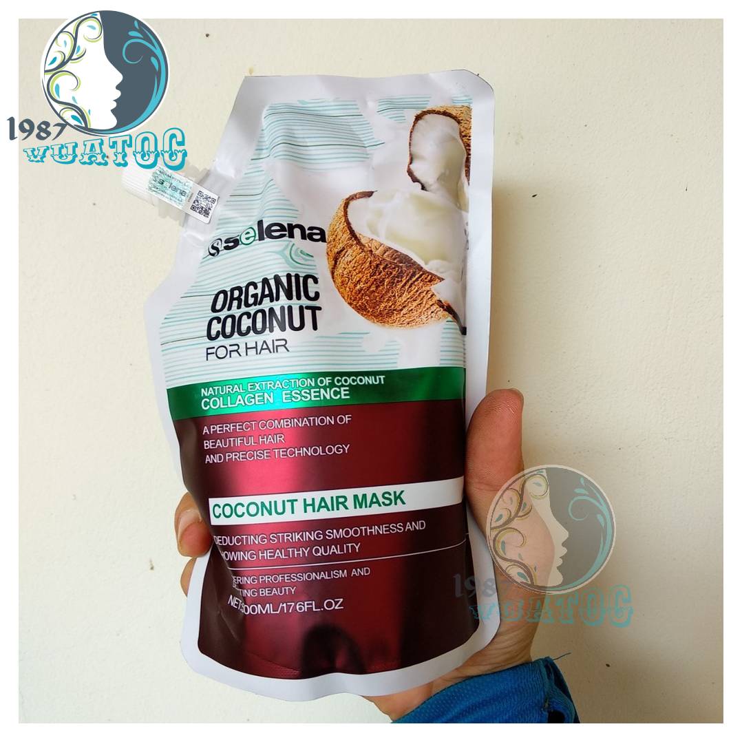 [Tặng Mũ ủ]Kem ủ tóc Dừa Selena organic mềm mượt 500ml