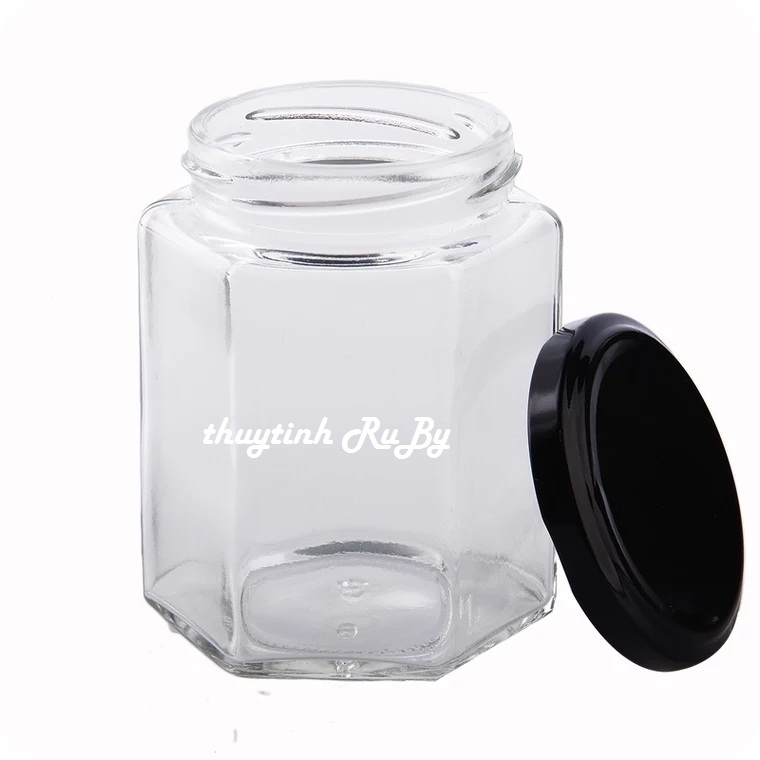 Hũ Lọ Thủy Tinh Đựng Thực Phẩm Lục giác 500ml, Hủ Đựng mật ong, Lọ Gia vị, Lọ thủy tinh đựng bột nghệ, lo dung thuc pham kho