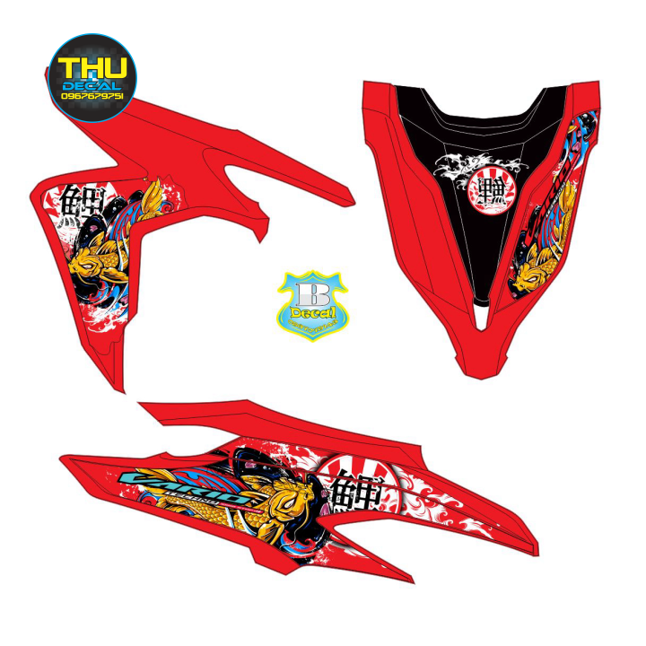 [ QUÍ KHÁCH VUI LÒNG MANG TEM RA TIỆM CHO THỢ DÁN] TEM RỜI dán cho xe vario 150 cá chép dán xe đỏ