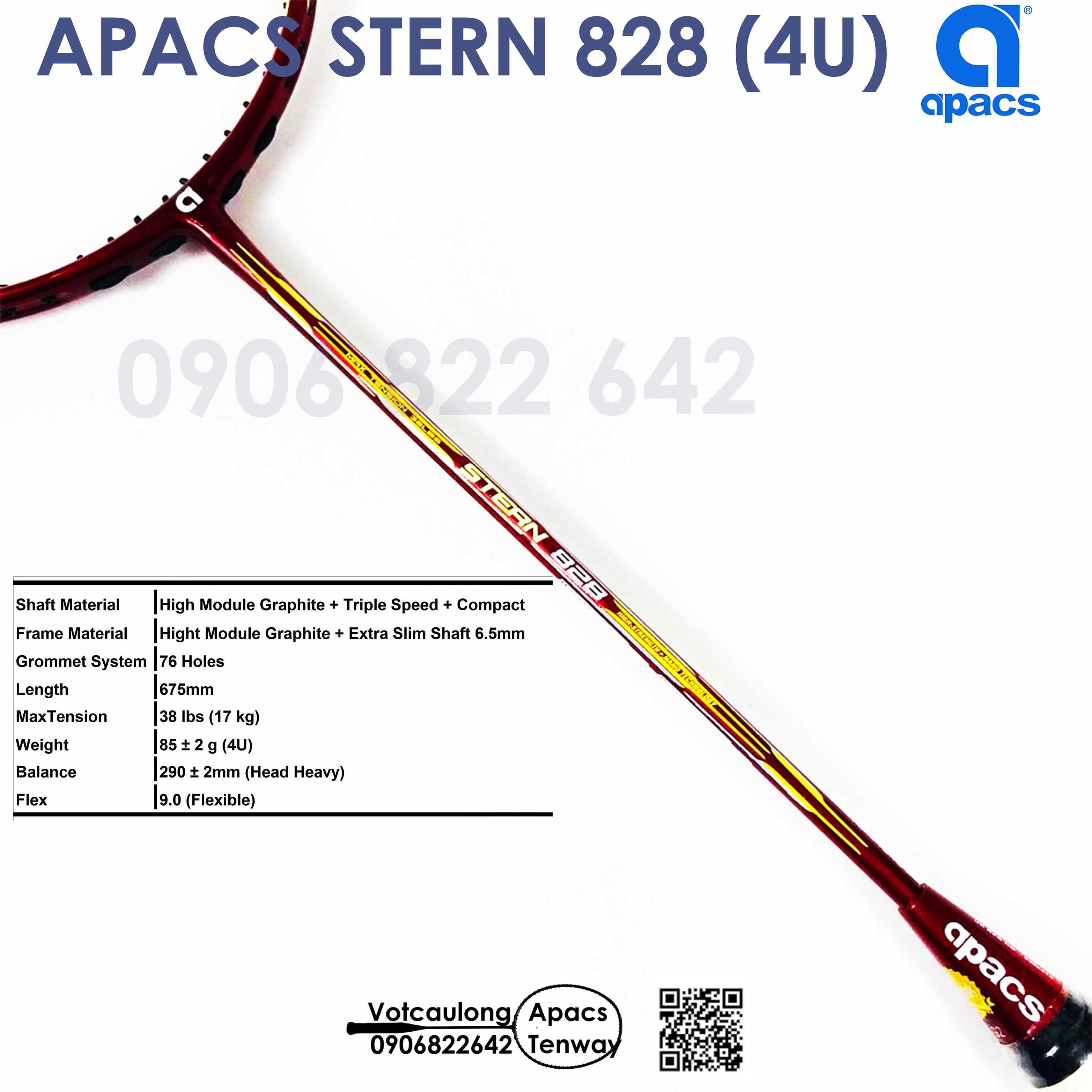 [HCM]Vợt cầu lông Apacs Stern 828 - 4U | sắc đỏ rực lửa nét vân mạnh mẽ