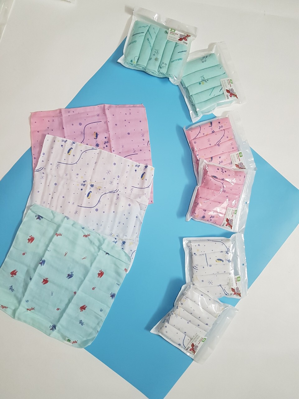 Sét 5 khăn xô sữa màu Mipbi 2 lớp