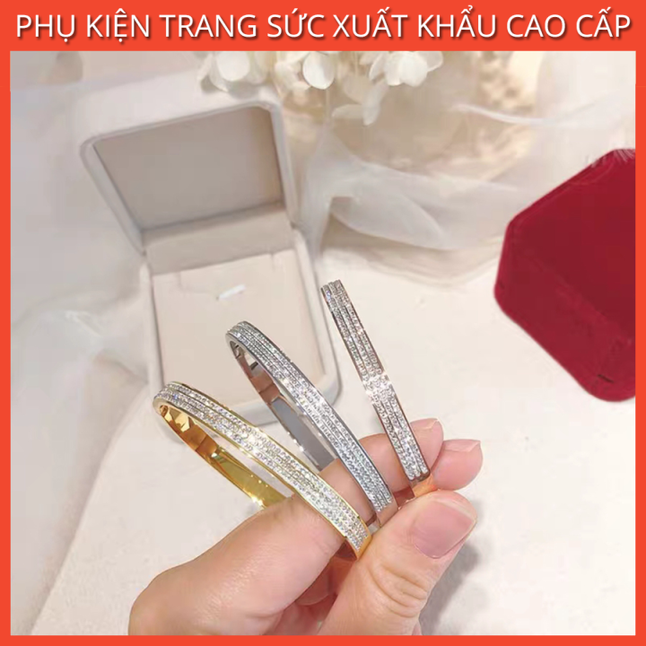 Vòng Tay, Nhẫn Titan Đính 2 Hàng Đá CB04