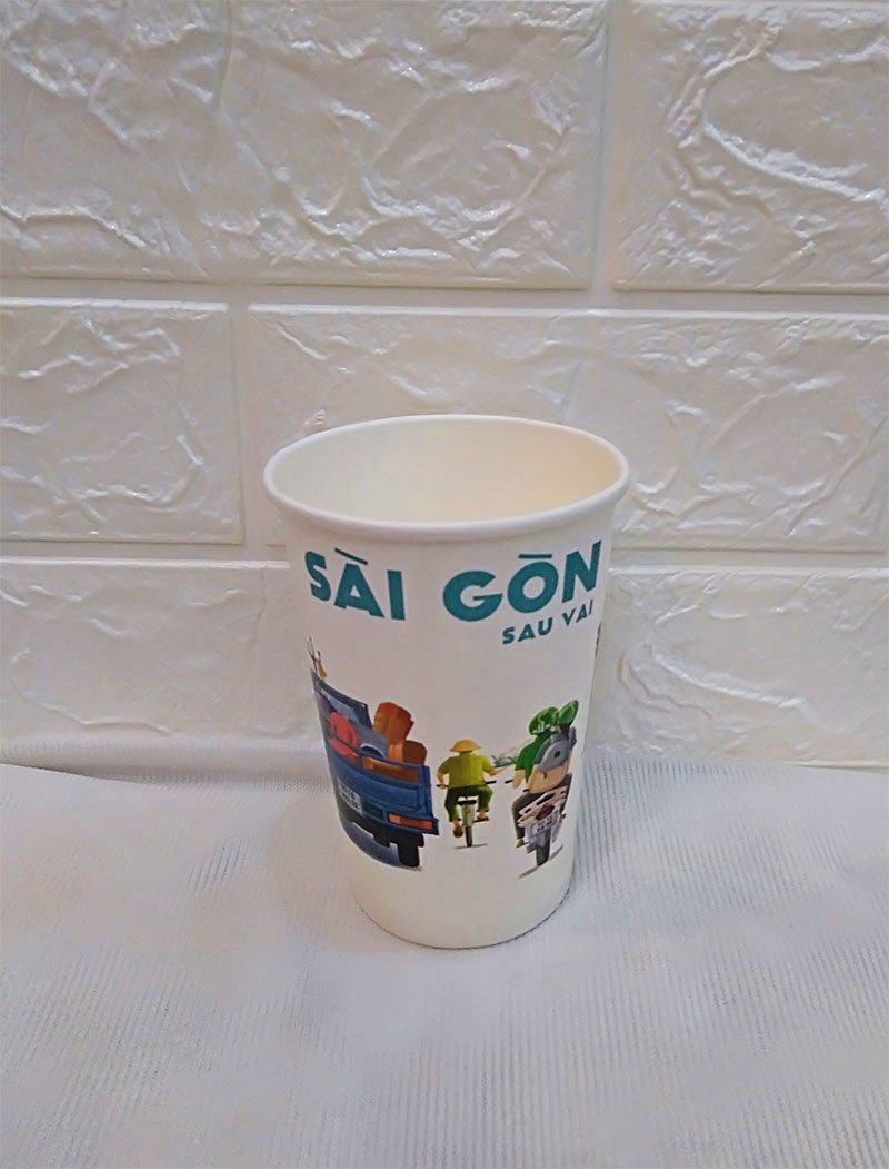 50 Ly Giấy 16oz – 450 ml In Hình Sài Gòn | Ly giấy cafe | Ly giấy 500ml | Ly giấy đựng cà phê | Ly giấy có nắp