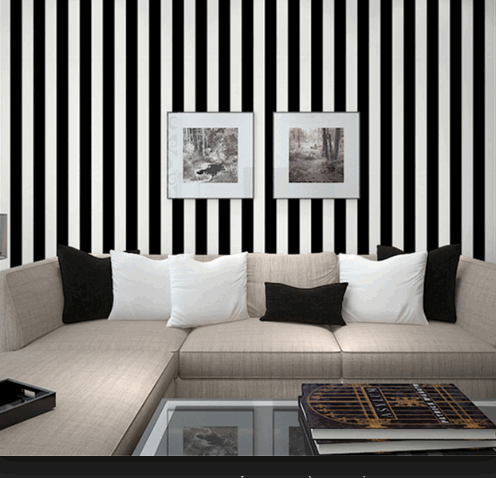 CUỘN 10M X 0.45M DECAL GIẤY DÁN TƯỜNG SỌC TRẮNG ĐEN KEO SẴN BÓC DÁN AA062