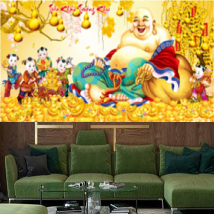 [HCM]Tranh thêu Phật Di Lặc hòa khí sinh tài LV3392 - kích thước 100 * 55