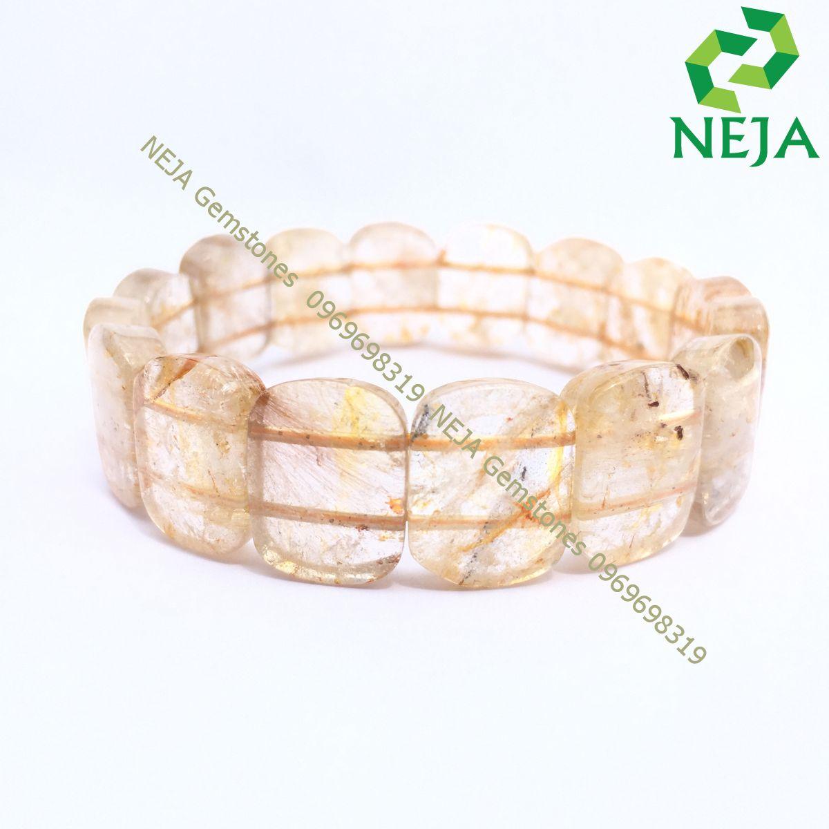 Vòng Thạch Anh Tóc Vàng Bản Vuông NEJA Gemstones