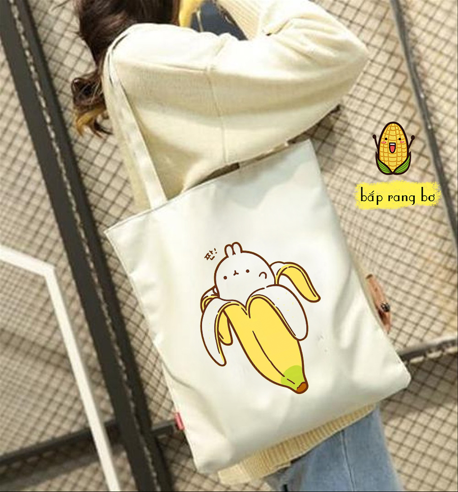 TÚI TOTE CANVAS BÉ CHUỐI KHÓA ZIP - TÚI VẢI SIU TO CỰC BỀN