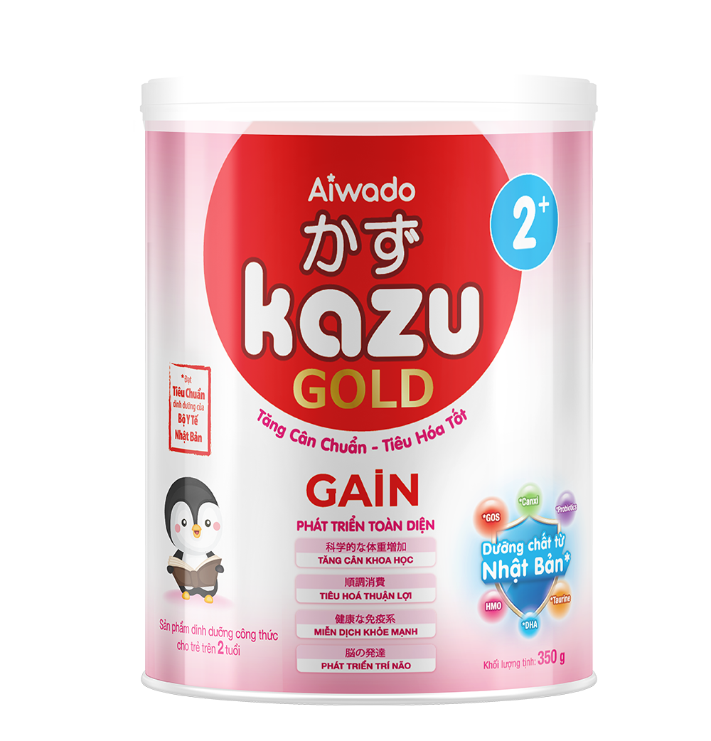 Sữa bột Aiwado KAZU GAIN GOLD 350g 2+ trên 24 tháng - Tinh tuý dưỡng chất
