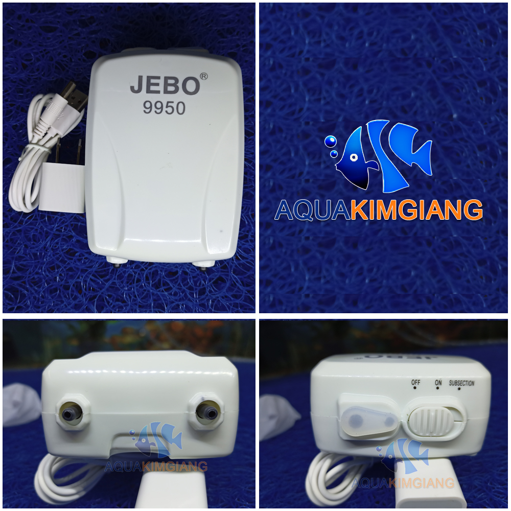 Máy sục khí Oxy 2 vòi tích điện Jebo 9950