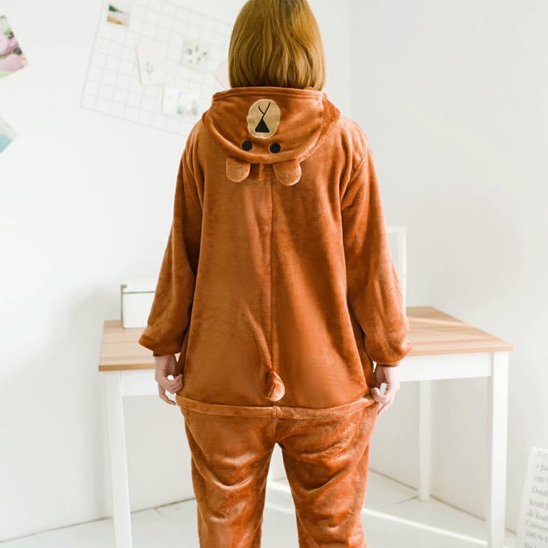Bộ đồ lông mịn hình thú gấu nâu Brown