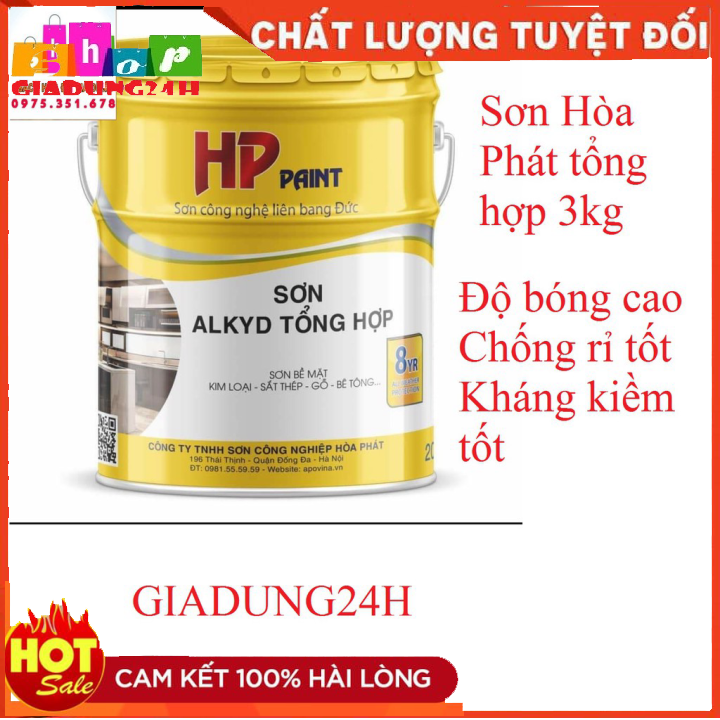 Sơn Alkyd tổng hợp HP 3000gr nhiều màu-Giadung24h