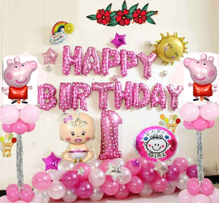 Set bong bóng sinh nhật thôi nôi bé 1 tuổi Mèo (Mão)